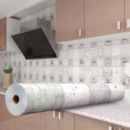 PVC Wall Sticker Home Decors DIY Kitchen Cabinets Sticker High Temperature Paster Self-adhesive Foil Waterproof Wallpapers