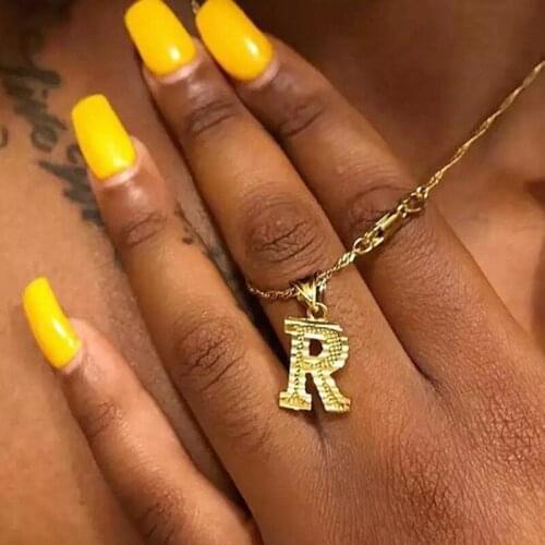 Luxury Gold Color A-Z 26 Letters Alphabet Necklaces Pendants Necklace Initials Name English Letter Necklace Fashion Jewelry Gift