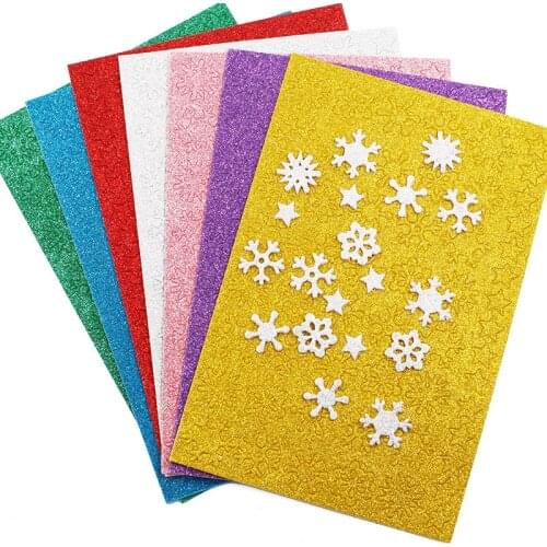 Christmas Snowflakes Stars Craft Toys Creative Children DIY Glitter Stars Snowflakes Sequins Sponge Paper Manual Material Toys