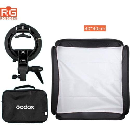 Godox Adjustable Studio Photo Light Flash Softbox 40x40 cm / 15" * 15" + S type Bracket Mount Lighting Kit Photography Soft Box