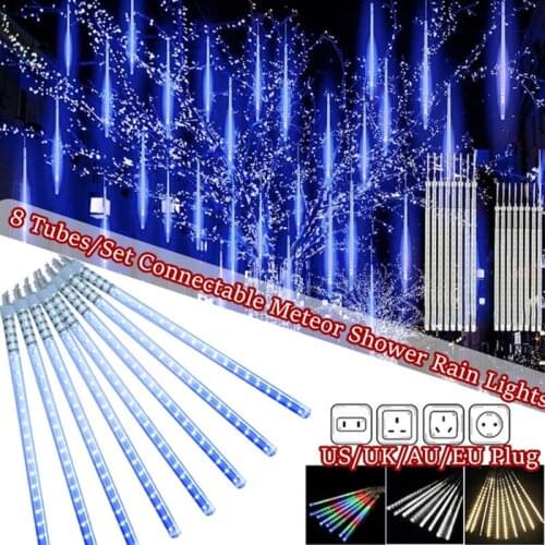 40cm 8 Tubes Waterproof Meteor Shower Rain LED String Lights Outdoor Christmas Decoration for Home Tree EU/US/AU/UK Plug