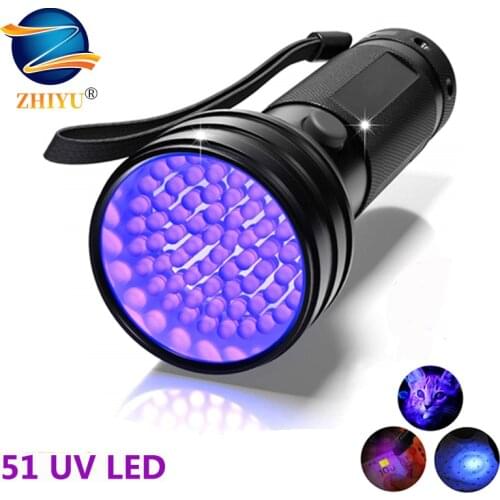 LED UV Flashlight Ultraviolet Flashlight With Zoom Function 51LED 21LED 12LED UV Black FlashLight Pet Urine Stains Detector