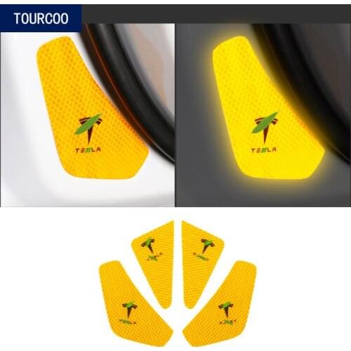 Car Door Reflective Stickers for Tesla Model 3 Car Styling Safety anti-collision Warning Stickers