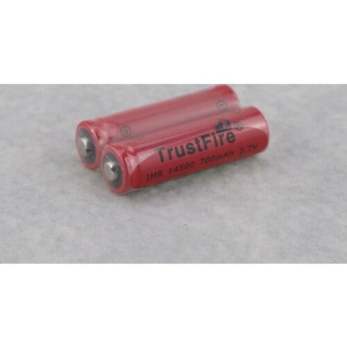 TrustFire IMR 14500 700mAh 3.7V Rechargeable Lithium Battery Power Batteries Output 5A For E-cigarettes Flashlights Point Head