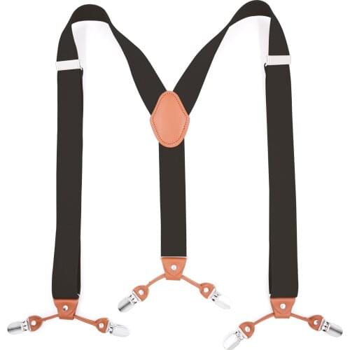 Heavy Duty Suspenders for Men 3.5cm Wide Y-Back with 6 Metal Clips Adjustable Elastic Trouser Braces Straps Father Husband Gifts