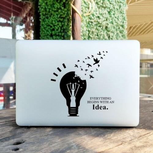 Creative Idea Bulb Quote Laptop Sticker for MacBook Pro 16" Air Retina 11 12 13 15 inch Mac Book Skin 14" Vinyl Notebook Decal