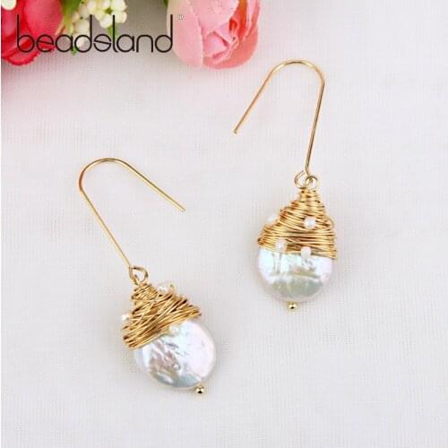 Beadsland Drop Earrings Freshwater Pearls Twining Gilding Wire Fashion Vintage For Woman Girl Party Festival Hot Sell Gift 40060