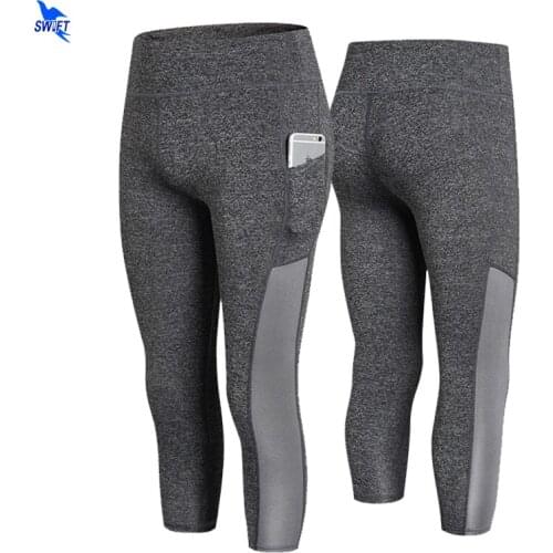2020 New Design Women Leggings High Waist Elastic Fitness Capri Pants Ladies Sport Calf-length Yoga Pants 3/4 Running Trousers