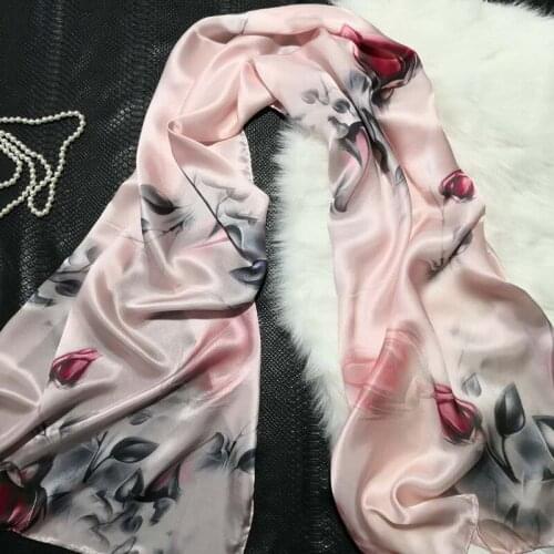 Woman Silk Scarf Fashion Printed Long Scarf Shawls 100% Silk Scarves Female Spring Autumn High-Grade Silk Gift C206