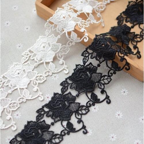 1 meters/lot 7cm Width Black White Embroidered Lace Fabrics Womens Clothing DIY Lace Trim