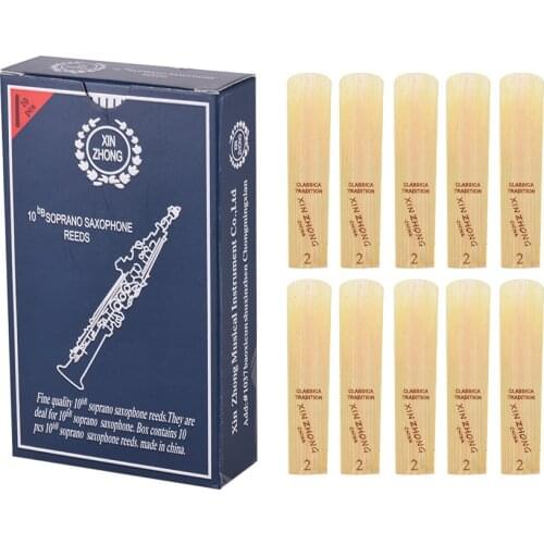 10pcs/ Box Saxophone Reeds Normal Level Bb Soprano Saxophone Sax Reeds Strength 2.0/ 2.5/ 3.0 Woodwind Instrument Parts