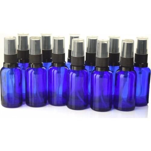 12pcs 30ml Empty Cobalt Blue Glass Spray Bottles Vaporizador with Fine Mist Sprayer for Essential Oil Perfume Atomizer