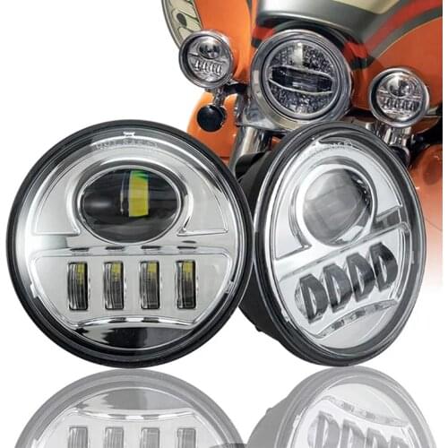 2PCS Chrome 4.5 Inch Cree LED Passing Light LED Fog Lamps For Motorcycles Auxiliary Light Bulb Motorcycle Projector Driving Lamp