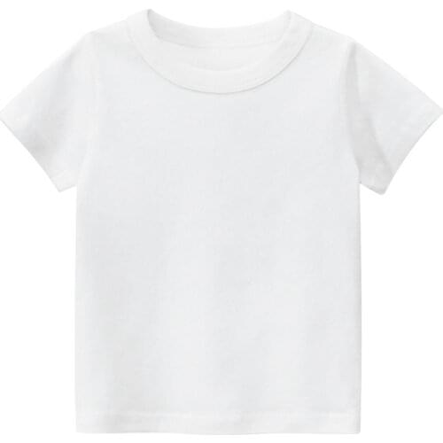 2021 Summer Solid Color Children Cotton T-shirt for Boys Girls Sublimatoin Blanks White Tops Tees Advertising Kids Clothes 2-10Y