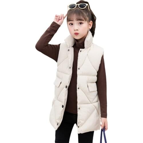 2021 Girls Vests Winter Kids hooded Thick Vests Fashion Childrens Solid Cotton Waistcoat Warm Outwear Jackets for Girl Clothes