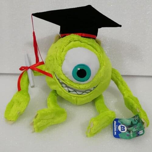 25cm Plush Doctor Dr. Monsters Mike Learn to Read Hot Toy Stuffed Doctorial hat Mike Wazowski Graduation Gift For Kids