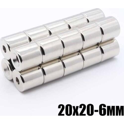 5pcs 20x20 hole 6 magnetic neodymium iron boron strong magnet magnet Strong magnetic steel round hole strong magnet 20x20-6mm