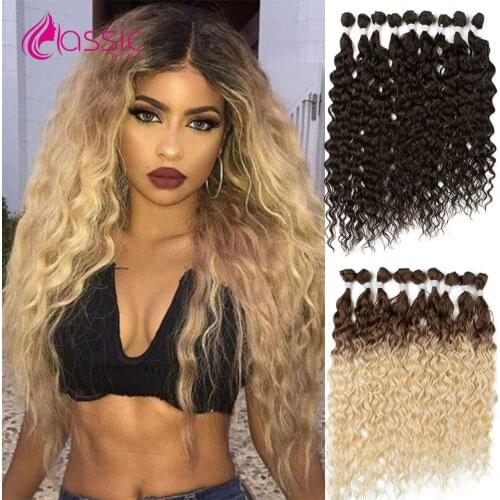 CLASSIC PLUS Water Wave BIO Hair Bundles Weave Ombre Blonde 22-26inch 9 Pcs Heat Resistant Fibre Synthetic Curly Hair Extensions