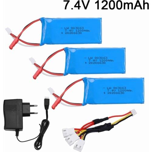 7.4v 1200mAh Lipo Battery For Yizhan Tarantula X6 H16 MJX X101 X102h RC Drone 2S battery and charger for WLtoys V666 V262 V323