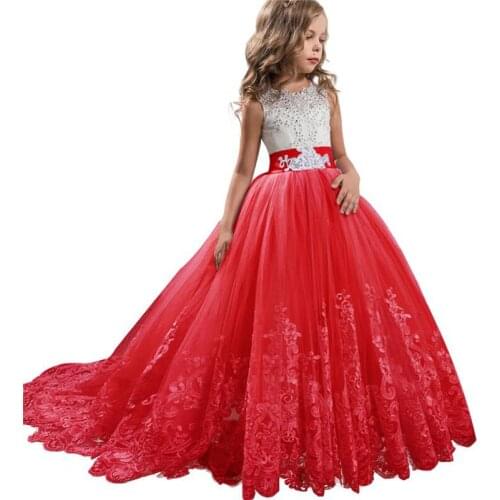 White First Communion Dress for Girl Tail Girl Dress Tutu Teen Chirldrens Princess Wedding Long Party Evening Dresses