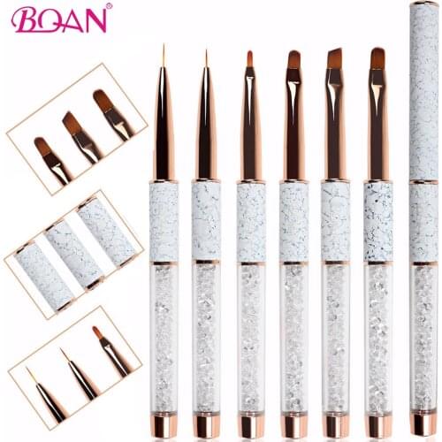 BQAN Marbled Rose Gold Nail Art Brush Rhinestone Handle Gradient Nail Brush Line Painting Brushe Thin Liner Drawing Pen Manicure