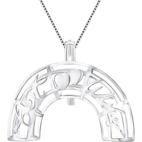 CLUCI 3pcs 925 Silver Creative Rainbow Bridge Shaped Jewelry Women Pendant Silver 925 Charms Pendant Pearl Locket SC222SB