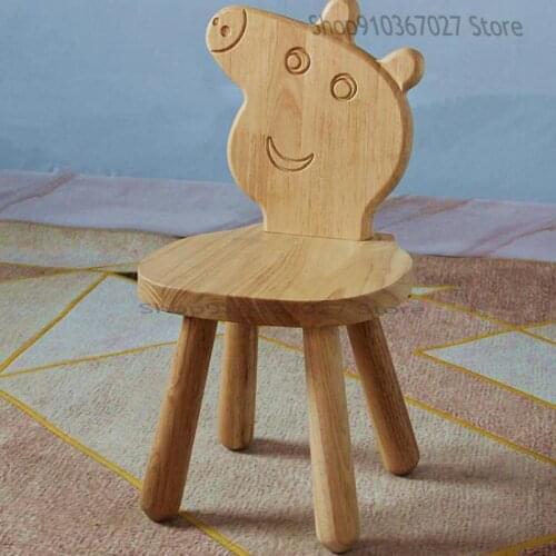 Childrens Backrest Writing Small Bench Animal Creative Cartoon Cute Deer Stool Solid Wood Study Table And Chair