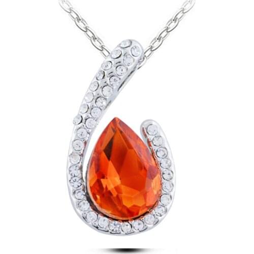 N221 Dainty Austrian Crystal Waterdrop Necklace Charming Silver Color Jewellery Pendant Necklace 2017 Fashion Women Accessories