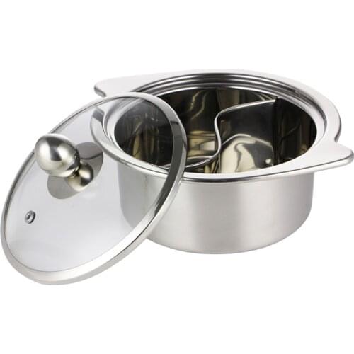 Casserole Stainless Steel 1600ml Camping Outdoor Home Use Cooking Pot Stew Pot With 2 Grid Devide Mini Useful Cookware Utensil