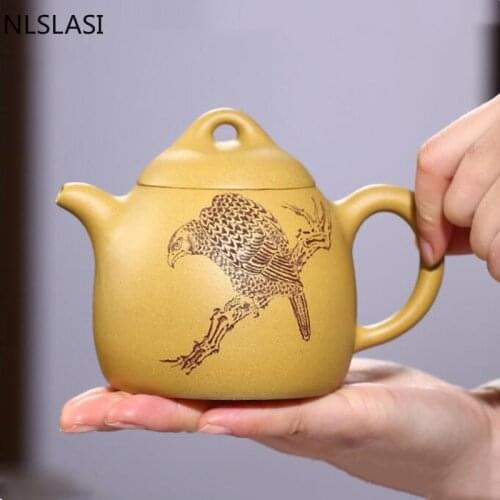 Chinese Yixing High-end Tea Pot Bird Pattern Purple Clay Teapot Beauty Kettle Tea Ceremony Handmade Customized Gifts 310ml