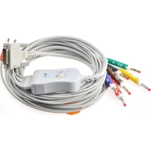 5pcs/ lots Reusable Schiller AT/1 12 lead EKG cable with Leadwires,Banana 4.0mm,IEC,compatible ekg cable