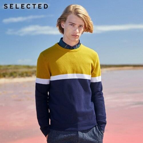 SELECTED mens cotton spring loose round neck long sleeve Sweater| 419124524