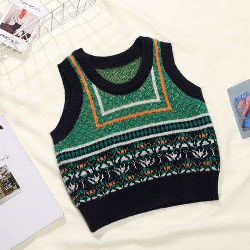 Mens and womens childrens vest spring and autumn knitted woolen vest sweater retro spring new childrens mix and match