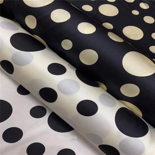 Soft Charmeuse Stretchy Big Dot Bridal Dress Material Silk Crepe Satin Fabric