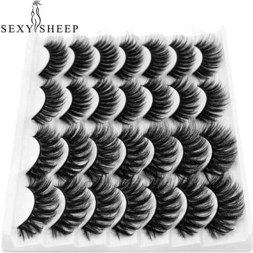 14 Pairs 15-25mm Fake Eyelashes Mink Eyelashes Mink Lashes Natural Dramatic Volume Eyelashes Extension False Eyelashes
