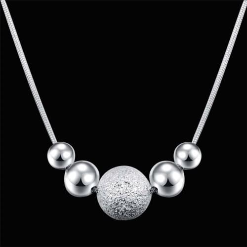 New fashion 925 Sterling Silver Necklace For Women Wedding Jewelry 18 inches Classic Creative Round beads Pendant Christmas gift