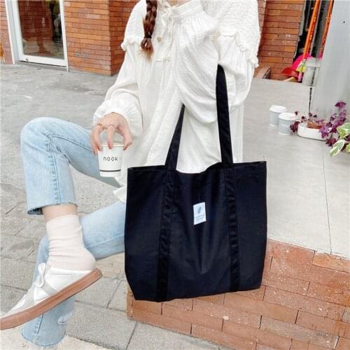 New Retro Womens Shoulder Bag Simple Solid Color Small Fresh Canvas Bag Literary Womens Buckle Tote Bag Large Capacity Handbag