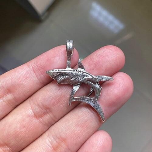 NEW 12Pcs/lot Ferocious Big Shark Charm Tibetan Silver Color Necklace Pendant For Men DIY Handmade Jewelry Makeing Mens Gifts
