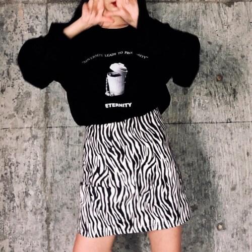 New Harajuku casual Vintage Fashion Slim casual wind black street zebra pattern sexy retro hip hop half-high waist women skir