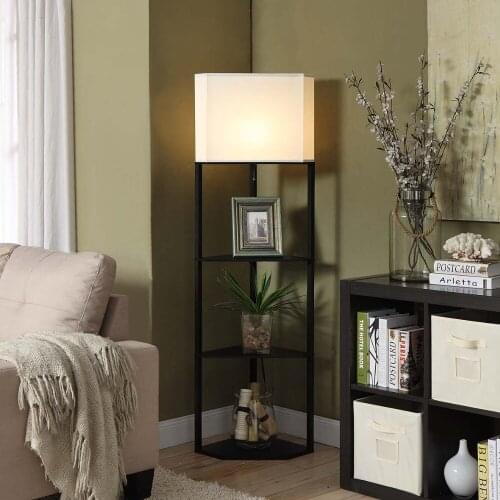 New products Chinese Style Modern Minimalist Wooden Floor Bedroom Bedside Lamp Flower Shelf Standing Lamp Floor Lamps