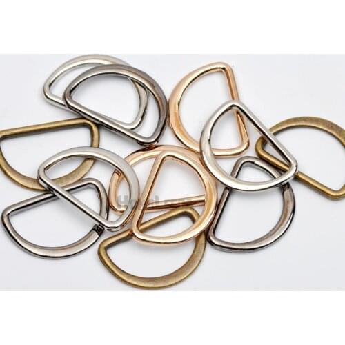 Wholesale 100pcs/lot 20mm metal flat alloy D Dee Ring adjustable buckles nickle/black/bronze/gold for bag webbing strap FDR-20mm