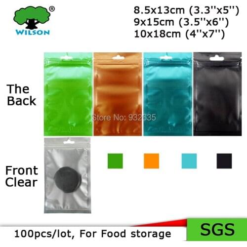 Orange Colors Hardware Fitting Pack One Side Clear Zip Lock Pouch With Hand Hole Foil Bag 100 Pcs