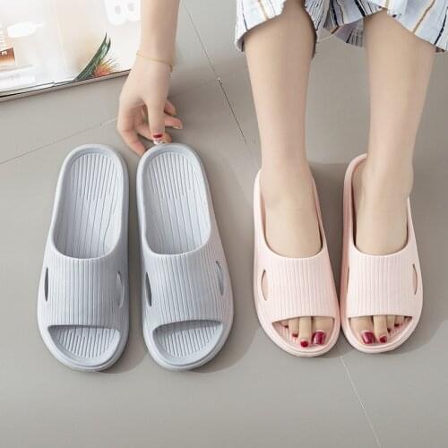 Men And Women Couple Thicken Summer Slippers Female Solid Color Home Indoor Shoes Sandals Breathable Flip Flops
