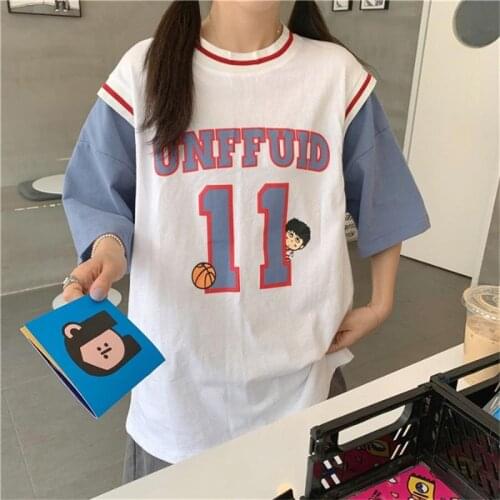 Casual Lazy Letter Print Loose Tshirt Womens T-shirts Tops Japanese Kawaii Ulzzang Female Korean Harajuku Clothes For Women