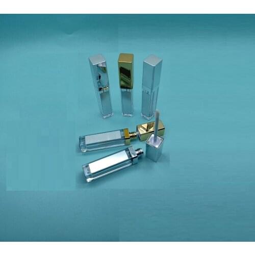 Empty Lip Gloss Tubes with Wand Bright Black Silver LED Light Lipgloss Packaging 7ML Cosmetic Lip Gloss Container with Mirror