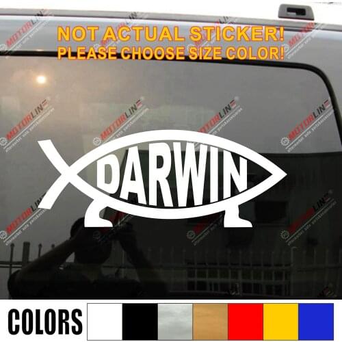 Darwin Fish Decal Sticker Ichthys Jesus symbolFish Car Trunk Window Vinyl Die cut, choose size and color