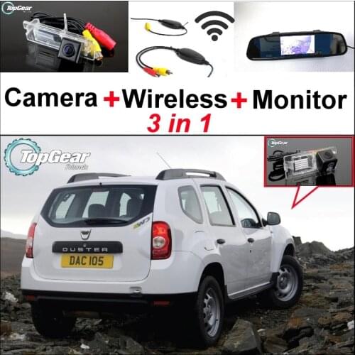 3 in1 Special Camera + Wireless Receiver + Mirror Monitor EASY DIY Back Up Parking System For Renault Duster 2010~2014