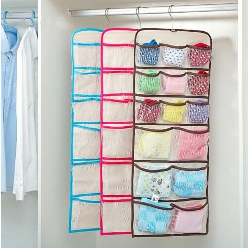 22 Pockets Storage Bag Closet Organizer Clear Hanging Bag Socks Bra Underwear Rack Hanger Storage Organizer Packet