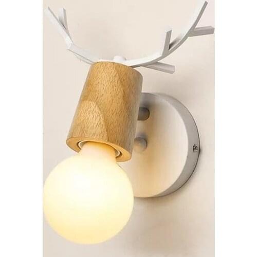 LED Antler Wall Lamp Iron Wooden Nordic Vintage Modern Bathroom Bedroom Living Room Bedside Stair Creative Home Lights E27 Black