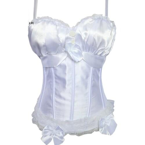 High Quality Adjustable Straps Women Lingerie Satin Corset Bra Bustier Zipper Side Weeding Corset Overbust Top Plus Size S-6XL